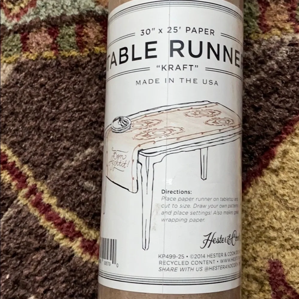 NWT HESTER & COOK Paper Table Runner Roll Paper